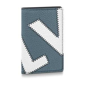 Louis Vuitton Blue Taurillon Leather Initials LV Logo Pocket Organizer Wallet